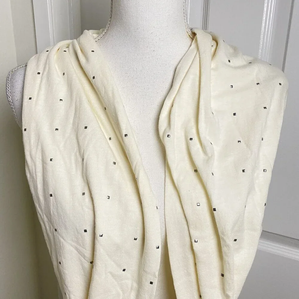 Vintage Juicy Couture Ivory Infinity Scarf Metal Embellishments. B8